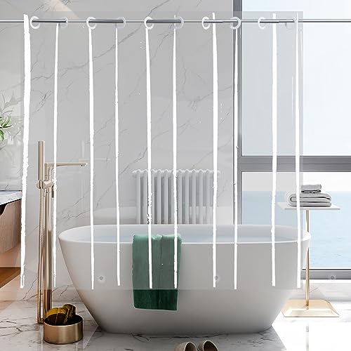 No Hook Clear Short Shower Curtain Liner Heavy Duty 72x65 for Tub | No Hook Needed Short Length Transparent PEVA Plastic Vinyl Waterproof Bathroom Curtain for Step in/Walkin Tub Bathtub - color: Clear, size: 72"W x 65"L (Pack of 1)