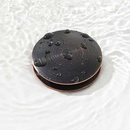 Pop up Sink Drain Stopper Without Overflow Oil Rubbed Bronze for Bathroom Vessel Vanity Sink Art Basin，Big Cap Sink Drain Without Overflow, Metal Pop-up Drain Strainer with Detachable Basket Stopper - color: Oil Rubbed Bronze, style: without overflow