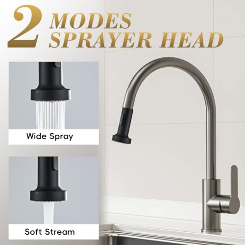 Kitchen Faucet Head Replacement, Pull Down Spray Head with 2 Spray Modes, High Pressure Faucet Sprayer, Universal Sink Spray Head Replacement (Matte Black) - color: Pull-Down Spray Head - Matte Black