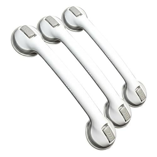 Safe-er-Grip Changing Lifestyles Suction Cup Grab Bars for Bathtubs & Showers; Safety Bathroom Assist Handle,White & Grey,16 Inches,(Pack of 3) - color: White/Grey, size: 16 inch (Pack of 3)