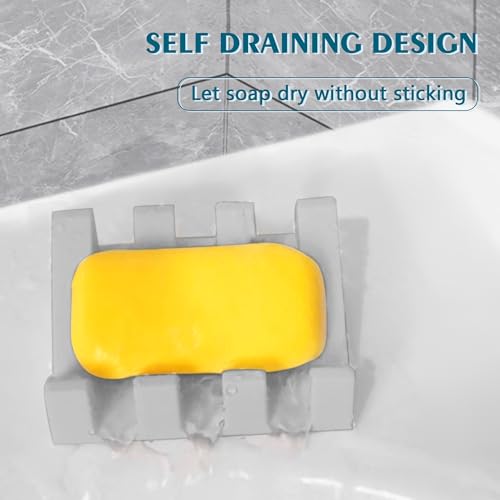 Soap Dish Holder for Shower with Suction Cup, Silicone Soap Holder & Saver Self-Draining Bar Soap Dish Keeps Soap Dry for Bathroom, Kitchen, Bathtub, Extends Soap Life (LightGrey-2Pack) - color: Light Grey - 2 Pack