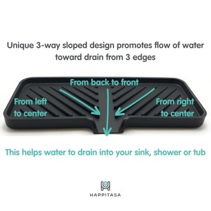 Silicone Soap Dish Tray and Sponge Holder with Drain Chute and Feet | 3-Way Sloped Design | Bathroom and Kitchen Sink Organizer Caddy (Light Grey, 10"x4", 7.8 Ounces) - color: Light Grey, size: 10"x4"