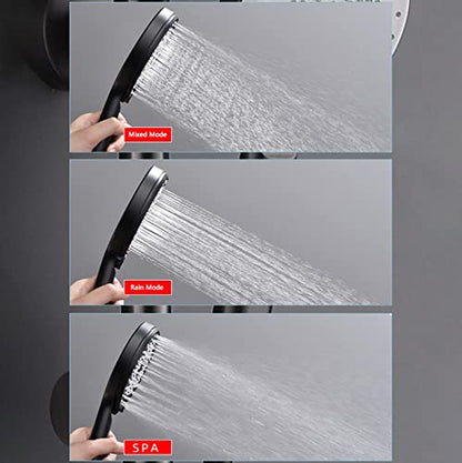 Shower Faucet Set Thermostatic System Wall Mounted Rain Combo Single Handle Tub and Trim Kit 9 Inches Rainfall Head with Waterfall Spout, Handheld Sprayer,Black (Nero) - color: Nero