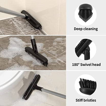 MR.SIGA Heavy Duty Grout Scrub Brush with Long Handle | Shower Floor Scrubber for Cleaning, Tile Scrub Brush with Stiff Bristles