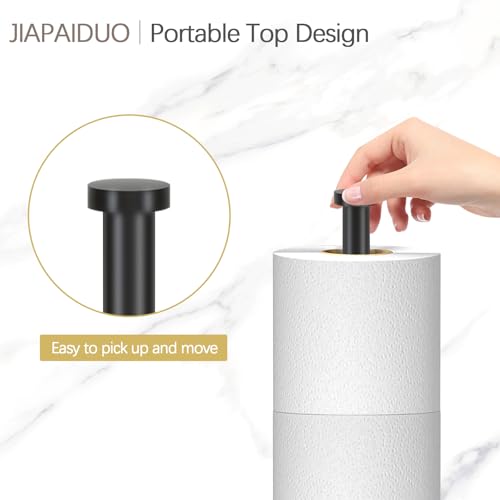 Toilet Paper Holder Stand with Reserve Function, Black Toilet Roll Holder Free Standing, Toilets Paper Storage Stand for 5 Rolls of Toilets Papers，Modern Design - color: Black
