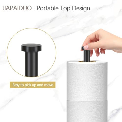 Toilet Paper Holder Stand with Reserve Function, Black Toilet Roll Holder Free Standing, Toilets Paper Storage Stand for 5 Rolls of Toilets Papers，Modern Design - color: Black