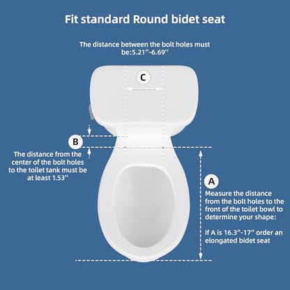 Clirass Bidet Toilet Seat, Soft Close Round Toilet Seat, Button control Feminine/Posterior Wash Switch, Knob Control Water Pressure,White Bidet Seat Attachment with Brass inlet - color: White, size: Round