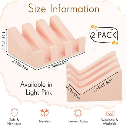 2 Pieces Silicone Soap Dish Self Draining Soap Dish Shower Waterfall Bar Soap Holder Tray with Drain Soap Saver for Kitchen Bathroom Accessories (Light Pink,Bright White) - color: Light Pink, Bright White