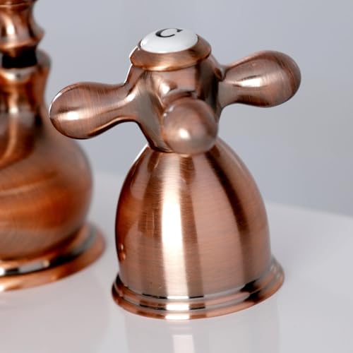 Kingston Brass KS3955AX Restoration Mini Widespread Lavatory Faucet with Metal Cross Handle, Oil Rubbed Bronze, 4-Inch Adjustable Center - color: Oil Rubbed Bronze