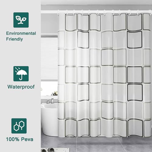 Shower Curtain Liner, Big Square Waterproof PEVA Shower Curtains with 3 Duty Heavy Bottom Magnets and 12 Rust Proof Grommets, 72x72 Weighted Shower Liner for Shower Stall, Bathtubs - color: Big Square