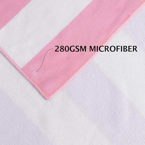 4 Pack Beach Towels Cabana Stripe Polyester Lightweight Quick-Dry Swim Pool Towel, 30'' x 60'' Oversized Compact Travel Bath Towel, Camping | Ultra-Portable, Multi-Functional, Pink - color: Pink 4pack