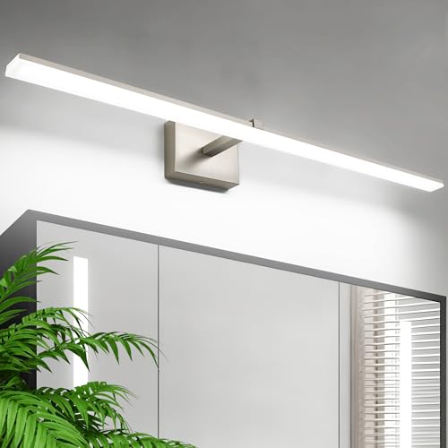40 Inch Modern Vanity Light for Bathroom Brushed Nickel Over Cabinet Arm Extra Wide LED Bar 6000K Daylight - color: Brushed Nickel, size: 40-inch