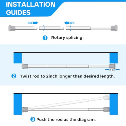 Spring Tension Curtain Rod 18-28 Inch, 6 Pack Tension Rods, Black | No Drill, PVC Anti-Slip Caps, Rust Resistant, Stylish, Cost Effective, Fits Window Kitchen Curtain Doorway Bathroom Closet - color: Black, size: 18-28 inch-6Pack