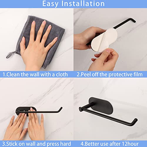 TocTen Hand Towel Holder, No Drilling Stick on Wall Towel Bar, SUS 304 Stainless Steel Towel Rod, Strong Self Adhesive Towel Rack/Hanger for Bathroom Kitchen (Matte Black) - color: Matte Black, size: 1 Pack 8.35 inch