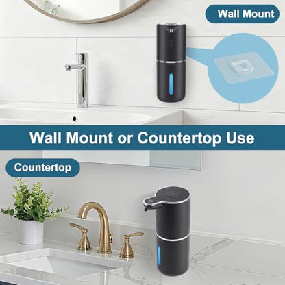 Automatic Soap Dispenser, Hand Soap Dispenser 12.8oz/380ml Smart Rechargeable, Liquid Touchless Soap Dispensers with 6-Level, Wall Mounted or Countertop Dish Soap Dispensing for Bathroom & Kitchen - color: Black