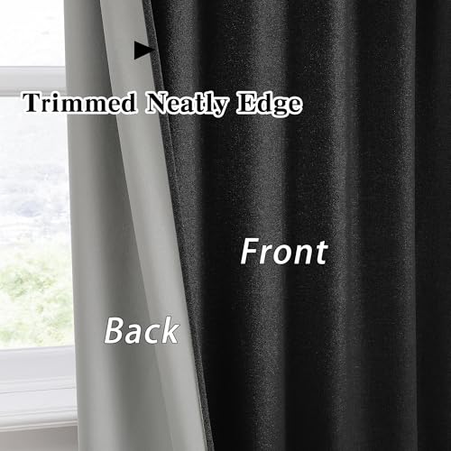 Linen Blend Blackout Curtains 50 x 84 Inch Long- Black 2 Panels Set | Black Out Privacy Back Tab Rod Pocket Room Darkening Textured Curtain Window Drapes for Bedroom Living Room - color: Black, size: 50"W x 84"L (Pack of 2)