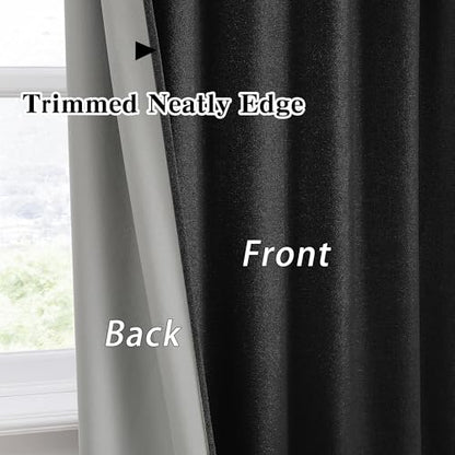 Linen Blend Blackout Curtains 50 x 84 Inch Long- Black 2 Panels Set | Black Out Privacy Back Tab Rod Pocket Room Darkening Textured Curtain Window Drapes for Bedroom Living Room - color: Black, size: 50"W x 84"L (Pack of 2)