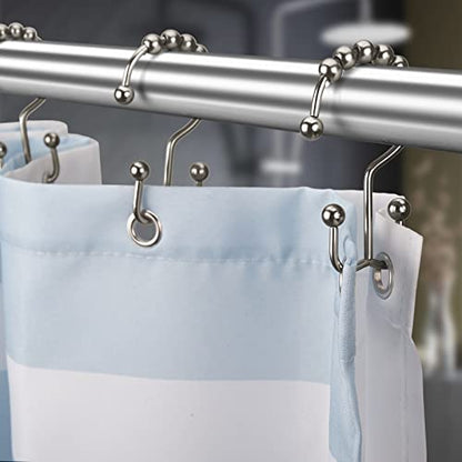 Titanker Shower Curtain Hooks Rings, Rust-Resistant Metal Double Glide Shower Hooks for Bathroom Shower Rods Curtains, Set of 12 Hooks - Matte Nickel - color: Matte Nickel, style: Modern
