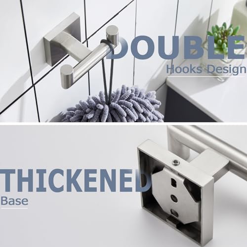 KOKOSIRI Robe Hook Bathroom Double Towel Coat Hooks for Bath Kitchen Wall Mounted, 3 Pack Brushed Nickel Stainless Steel B1015BR-P3 - color: Brushed Nickel, size: 3 Pack