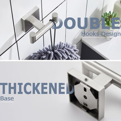 KOKOSIRI Robe Hook Bathroom Double Towel Coat Hooks for Bath Kitchen Wall Mounted, 3 Pack Brushed Nickel Stainless Steel B1015BR-P3 - color: Brushed Nickel, size: 3 Pack