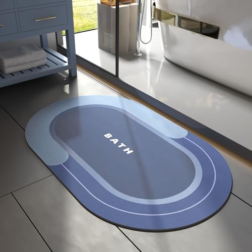 MontVoo Bath Mat - Non Slip, Quick Dry, Stain Resistant Bath Mat Rug for Bathroom Floor - Easy Care Shower Rug for Outside Bathtub - 17"x27" Navy - color: Navy, size: 17"x27"