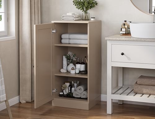 100% Solid Wood 16.5" Small Bathroom Cabinet, Shaker Wood Door - color: Beige, style: Shaker Door