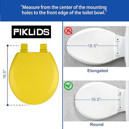 Toilet Seat, Slow Close, Soft Touch, Ultra-Smooth Matte Finish (No Orange-Peel Texture), Premium Moulded Wood, Quick Release, PIKLiDS (Yellow, Round) - color: Yellow, size: Round
