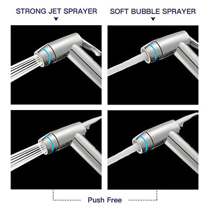 Houtingmaan Kitchen Sink Sprayer Replacement, Side Sprayer Head | with Hose and17 ADAPTERS, Chrome - color: Chrome, style: Dual Function Mode