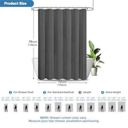 2-in-1 Waterproof Fabric Shower Curtain - No Separate Liner Needed, Hotel-Style Waffle Weave, Effortless Cleaning & Washable Bathroom Shower Curtain Set,72Wx78H,Chocolate Grey - color: Chocolate Grey, size: 72"W x 78"L (Pack of 1)