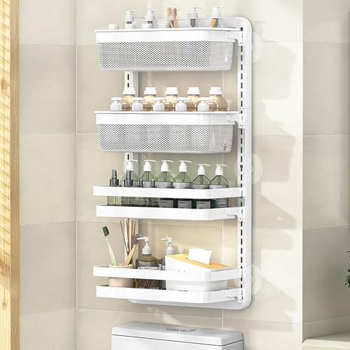 Over The Toilet Storage Shelf, Toilet Storage Wall Mounted, Bathroom Storage Organizer with Non-Trace Adhesive, Home Storage Rack(Large) - size: Large