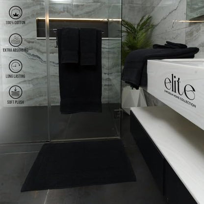ELITE Emporium Home Collection 8-Piece Cotton Bath Towel Set - Ultra Soft, 550 GSM, Quick-Dry - Bath Sheet, Bath Towels, Hand Towels, Washcloths, Bath Mat - Luxury Bathroom Towel Set (Black) - color: Black