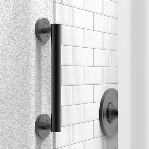 Bath, Shower and Toilet Safety Grab Bar for Seniors and Handicaps, ADA Compliant Mobility Aid Balance Assist Handle, Stainless Steel - color: Matte Black, size: 12 Inch
