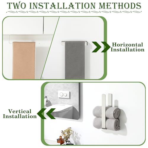 Alise Hand Towel Holder Self Adhesive Towel Bar for Bathroom,Brushed | Towel Hanger for Bathroom,SUS304 Stainless Steel Towel Rack for Kitchen Under Sink Cabinet Wash Basin Side,No Drilling - color: Brushed