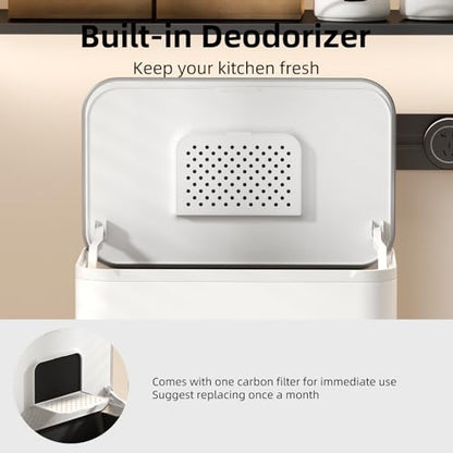 Hanging Stainless Steel Trash Can, 1.6 Gallon /6L Small Compost Bin for Kitchen Cabinet, Bathroom (White) - color: White, size: 1.6 Gallon (6L)