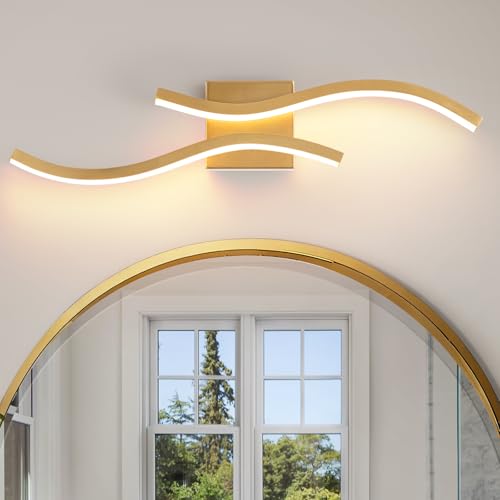 Bathroom Vanity Light Fixture, 26W 5CCT Dimmable Modern Led Bathroom Light Fixtures Over Mirror, Gold LED Vanity Lighting Bar for Bathrooms (Gold, 24inch) - color: Gold, size: 24inch