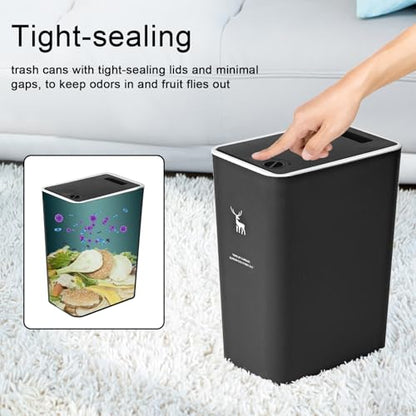 XPIY Trash Can with Lid, 2 Pack 4 Gallons/15 Liters Garbage Can | Small plastic waste basket with press top, dog proof design for bathroom|kitchen|bedroom|office use. (BlackWhite) - color: BlackWhite