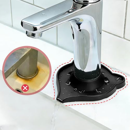 Compact Silicone Kitchen Sink Faucet Splash Proof Mat, Tap Water Diversion Splash Guard Drain Pad(Black,2PCS) - color: Blackx2