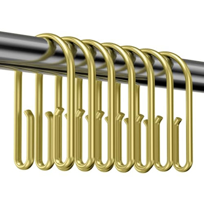 Gold Shower Curtain Hooks Rings ，Double Sided Shower Curtain Rings Rust Proof，12 pcs Shower Hooks for Inside Shower，Smooth Sliding Anti-Drop Double Shower Rings for Curtain (Gold) - color: Gold