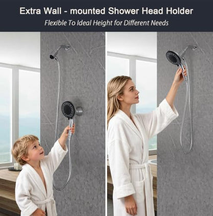 High Pressure Shower Head with Magnetic Shower Base | High Pressure 10-setting Shower Head with Hose,Magnetic Bracket,59 Inches Stainless Steel Shower Hose,Magnetic Shower Base - color: Chrome, style: Upgraded Version