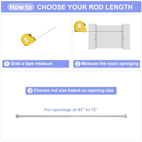 Shower Rod-EUPLAR Shower Curtain Rod, 43-72 Inches Adjustable Spring Tension Curtain Rod, No Drill, Rust Proof, Non-Slip Tension Shower Curtain Rods for Bathroom, Chrome
