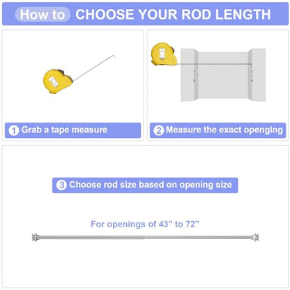 Shower Rod-EUPLAR Shower Curtain Rod, 43-72 Inches Adjustable Spring Tension Curtain Rod, No Drill, Rust Proof, Non-Slip Tension Shower Curtain Rods for Bathroom, Chrome
