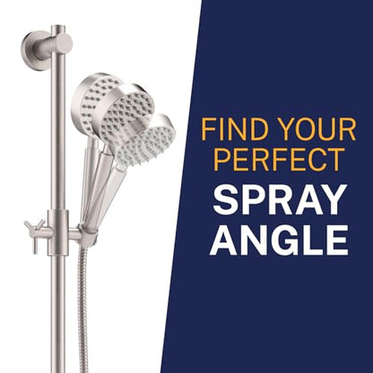 HammerHead Showers® SOLID METAL 27.5 Inch Shower Slide Bar Set and Handheld Shower Head with Hose — BRUSHED NICKEL — 1.75 GPM Low Flow Spray Wand — Easily Adjust Height & Angle of Handshower - color: Brushed Nickel, size: 1.75 GPM