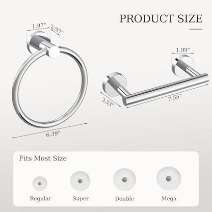 Toilet Paper Holder & Towel Holder, Bathroom Hardware Set-SUS304 Stainless Steel Double Post Pivoting Tissue Roll Holder and Hand Towel Ring Set for Bathroom, RV, Chrome - color: Chrome