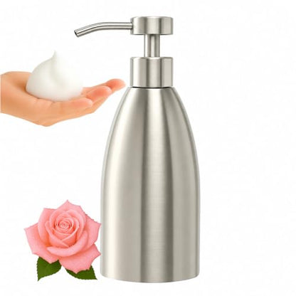 500ml Stainless Steel Foam Soap Dispenser, 17oz Refillable Brushed Nickel Hand Soap Pump Bottle for Bathroom Kitchen Sink, Rustproof Foaming Soap Dispenser for Dish Soap, Hand Wash & Lotion