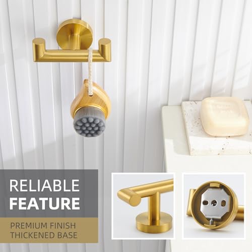 Angle Simple Bathroom Double Hook Brushed Dark Gold, SUS304 Stainless Steel Bath Towel Holder, Double Robe Hanger Wall Mount - color: Brushed Dark Gold, size: 1 Pack