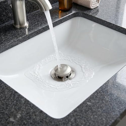 Pop Up Bathroom Sink Drain with Overflow, Removable Stainless Steel Hair Catcher, Brushed Nickel, Fits 1.5-1.75", DIY Install, 1 Pack - color: Brushed Nickel, style: Small Popup Cap