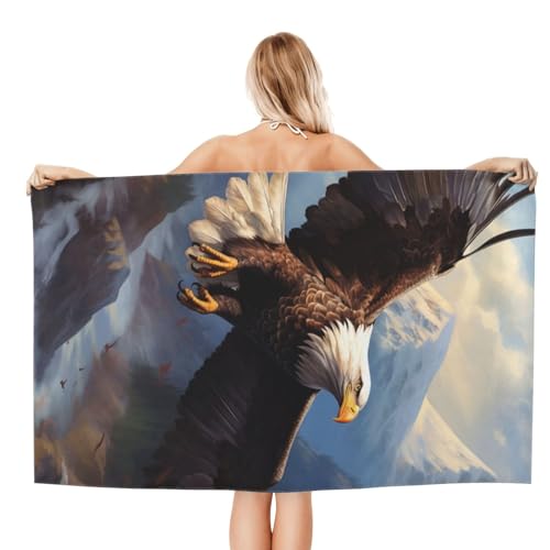 Bald Eagle Beach Towel Quick Dry Microfiber Eagle American Towel Lightweight Large Swimming Towel for Travel Pool Camping Absorbent Soft Beach Towel Gifts for Adults Kids Girls Boys 52x32 Inches - color: Beach Towel98