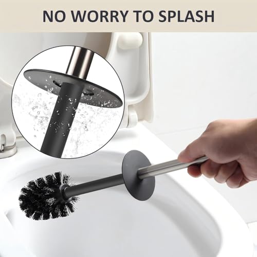 BGL Toilet Brush and Holder Set Brushed Nickel Aluminium Freestanding Toilet Bowl Cleaner Brush and Holder for Bathroom Storage and Organization, Square Design Sturdy and Space Saving - color: Brushed Nickel