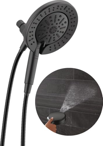Delta 6-Setting In2ition 2-in-1 Dual Shower Head with Handheld High Pressure ProClean Spray, Matte Black Detachable Shower Head with Hose, 1.75 GPM Flow Rate, Matte Black 75655BL - color: Matte Black