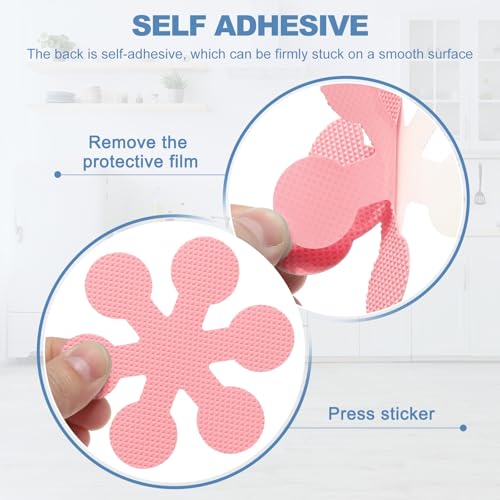 PATIKIL 20 Pcs Non Slip Bathtub Stickers, Anti Slip Shower Stickers with Scraper Bathroom Shower Floor Decals Snowflake Shape Cute Treads Tubs, Pink - color: Pink